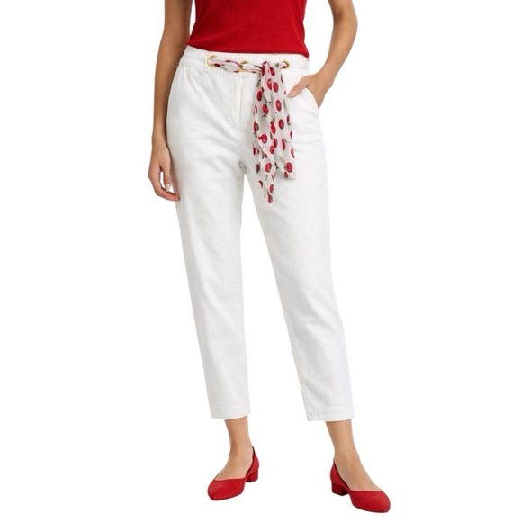 Luisa Spagnoli Pants - Luisa Spagnoli White Crop Tie Pants Size 42